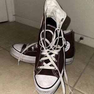 Brown custom high top converse